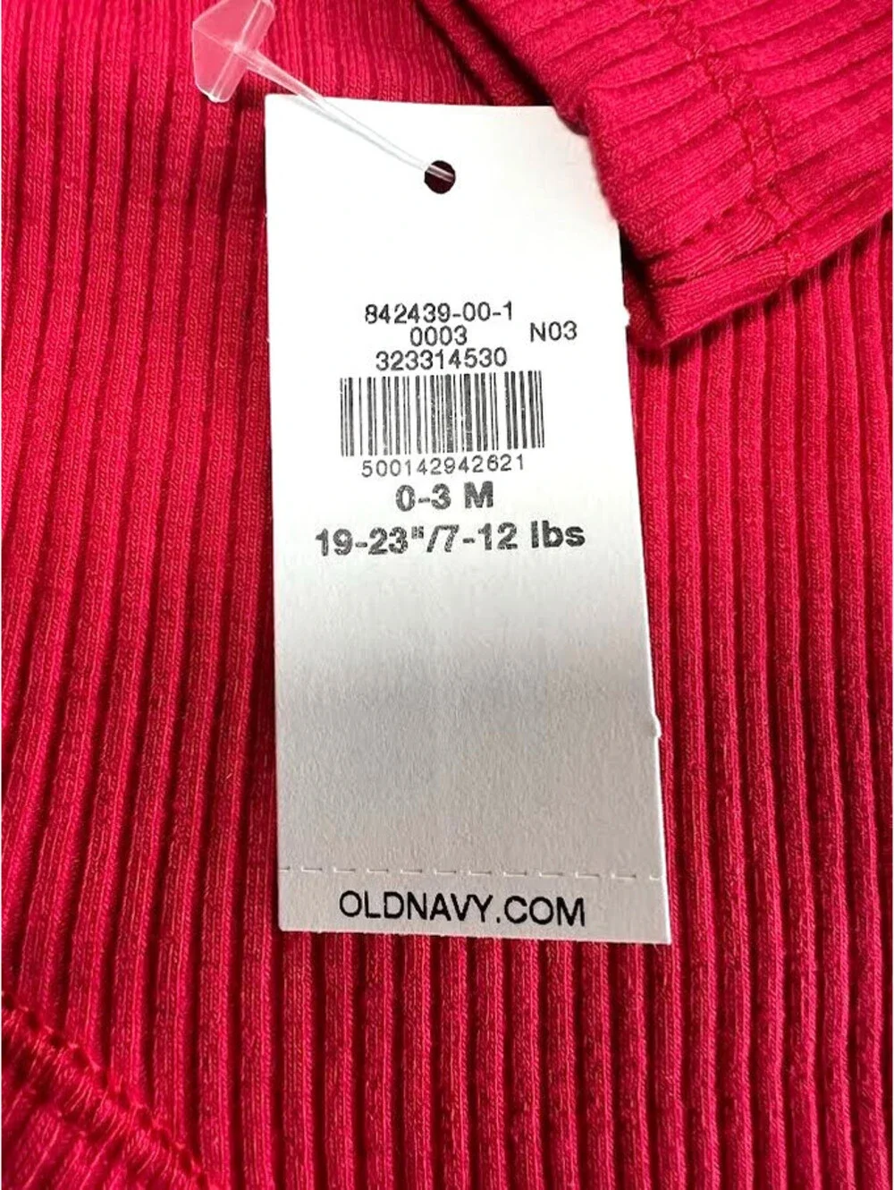 Old Navy Red Bodysuit-Size 0-3 Months, Long Sleeved, Unisex, Ribbed, NWT